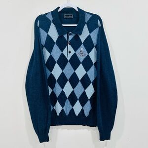 Golf Pointe Mens #10 ( XL)1/4 Zip Long Sleeve Pullover Lightweight Blue  Sweater